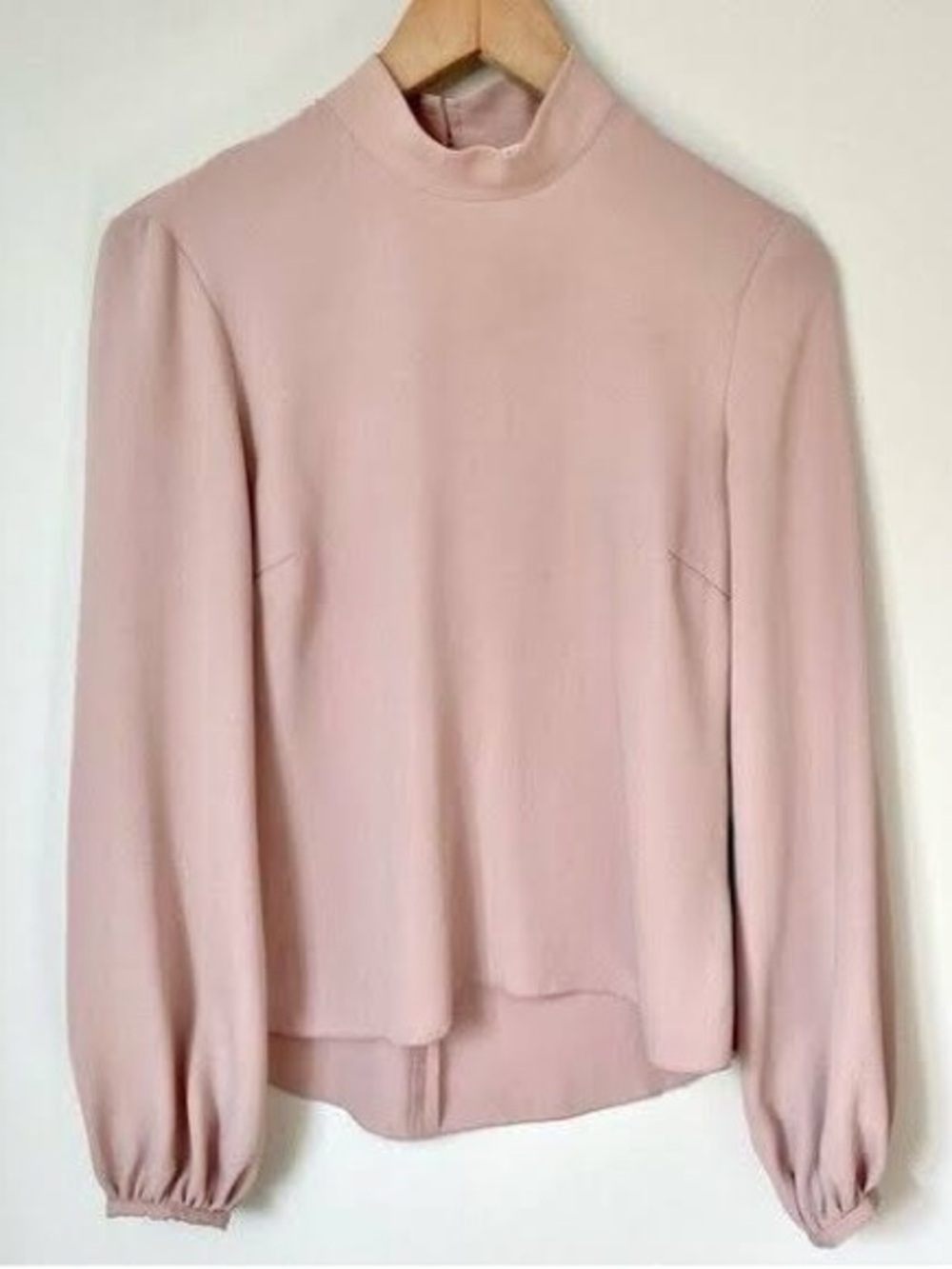 Aritzia Babaton Grenados Mock Neck Blouse in Light Pink